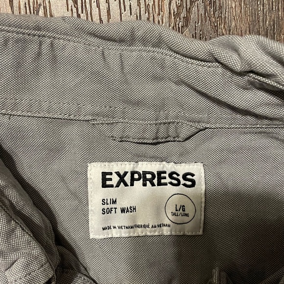 Express Men’s Light Grey Long Sleeve Button Down Shirt / Men’s Large Tall - Picture 3 of 6